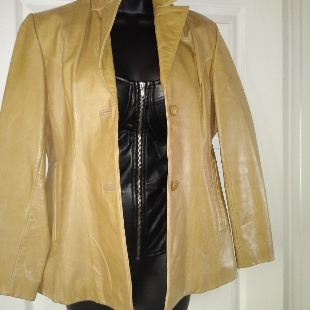 Camel tan leather jacket